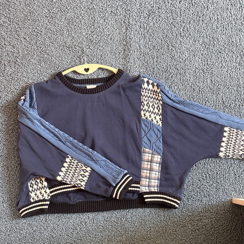 Pilcro Navy and Black Patterned Sweater - Picture 3 of 3